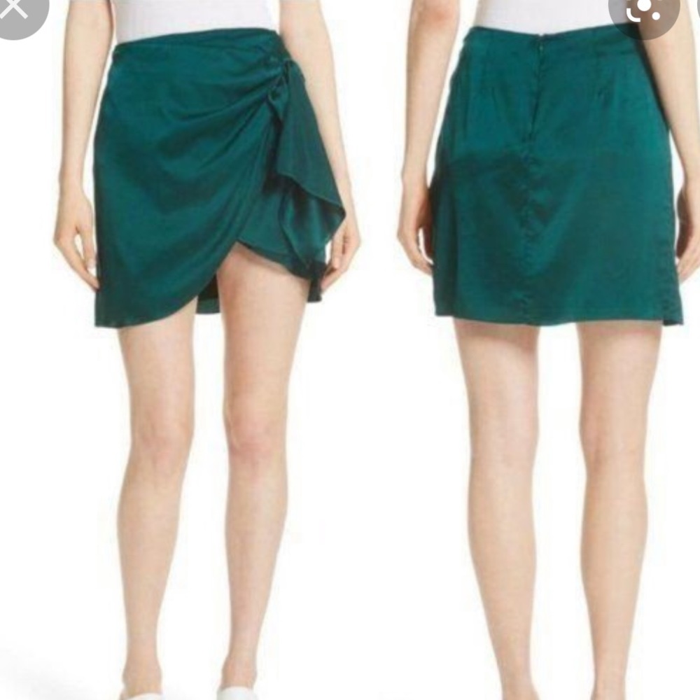 CAROLINE CONSTAS koren emerald green silk skirt - size S